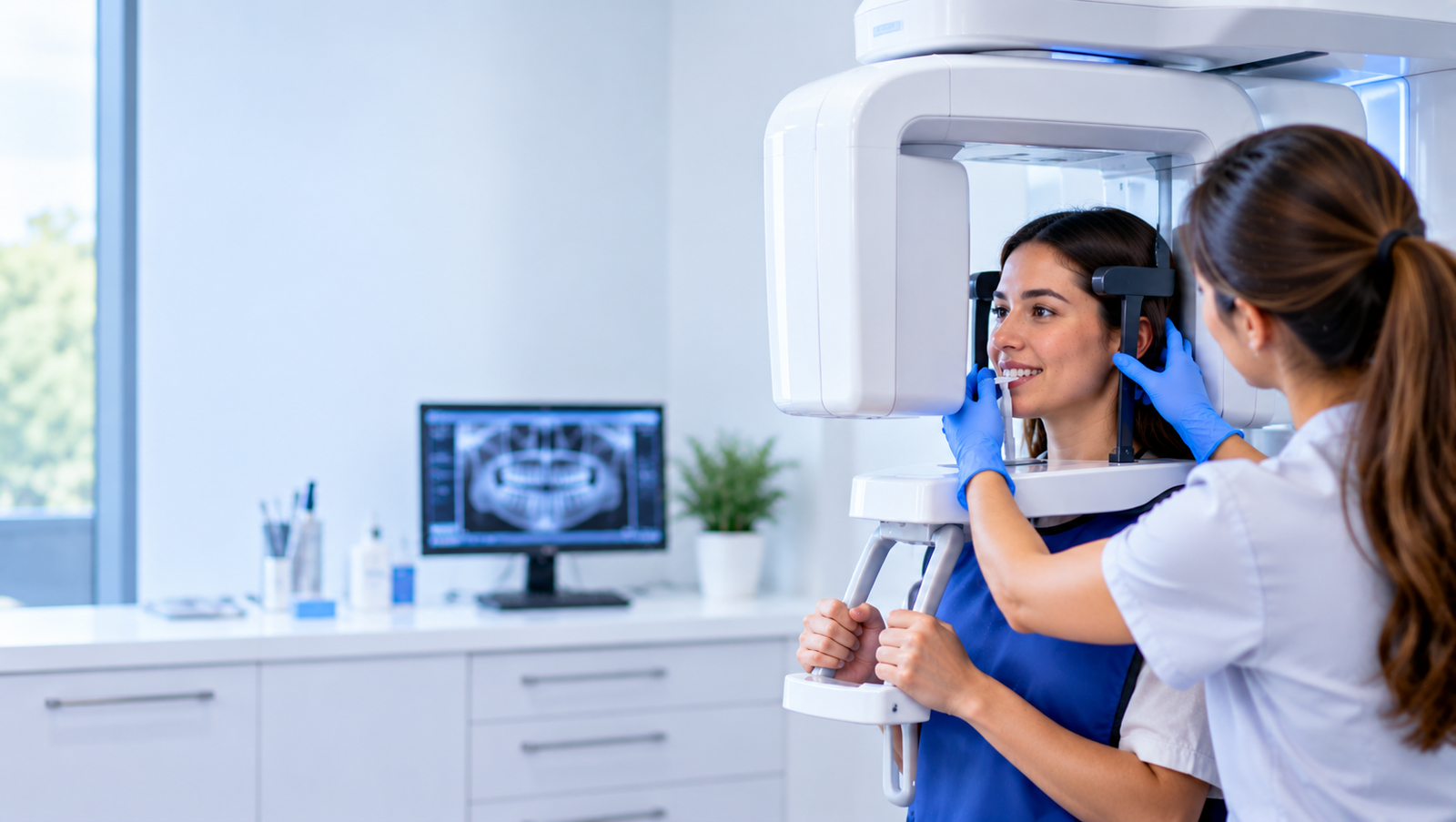 Profesional de radiología dental en clínica moderna